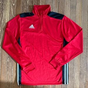 Adidas Red and Black Quarter Zip Jacket, Size Medium